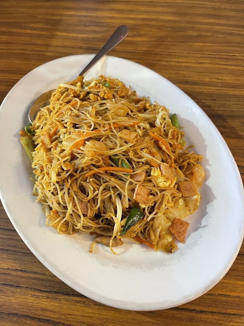A plate of fried noodles